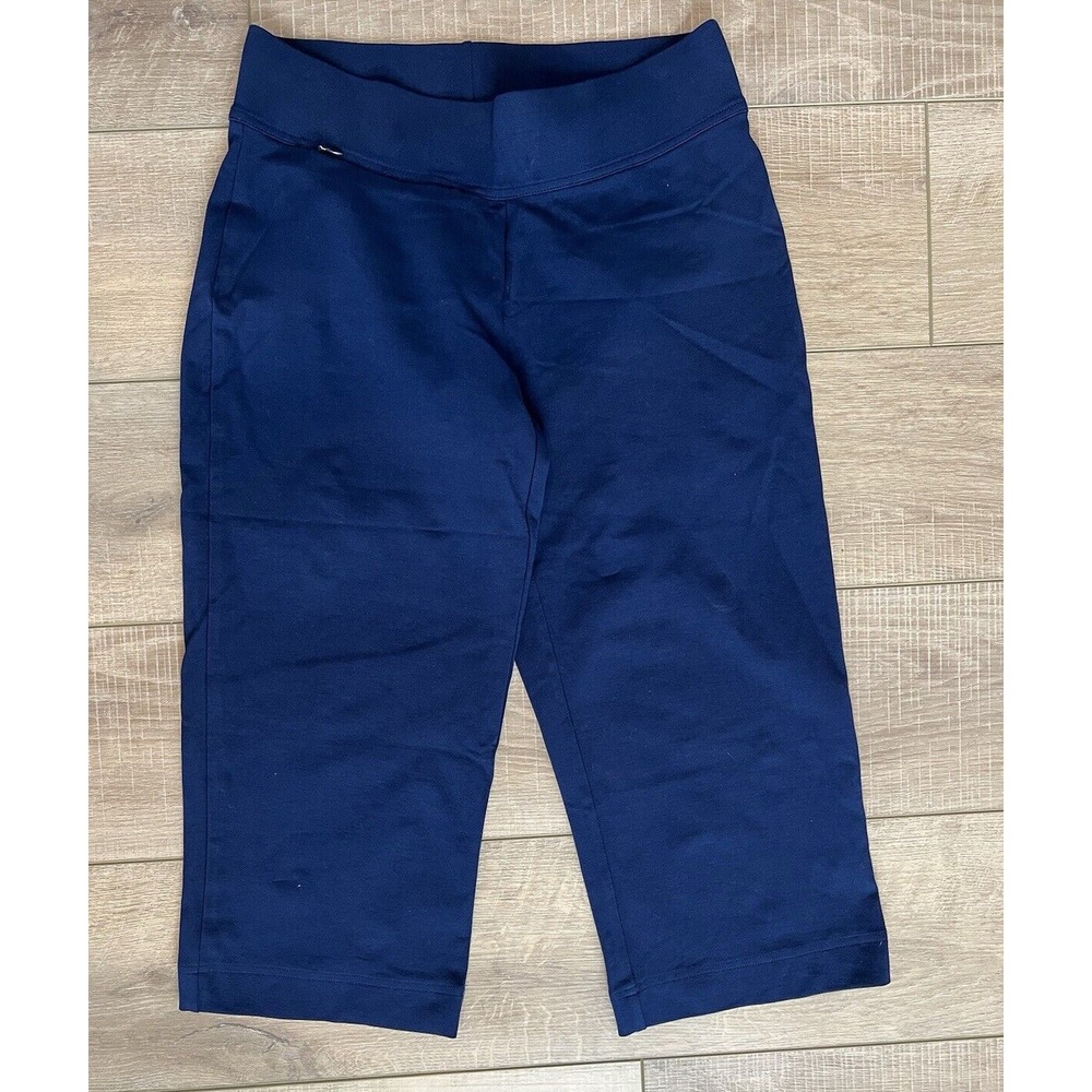 Lands' End Crop Pant Starfish Women's Navy Capri‎ Cotton Blend Size Small